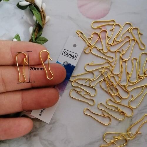 Camal 100pcs 20mm Gold Metal Hook w/crook Crystal Chandelier Connector Pin Hanging Pendant Metal Buckle Garden Suncatcher Part