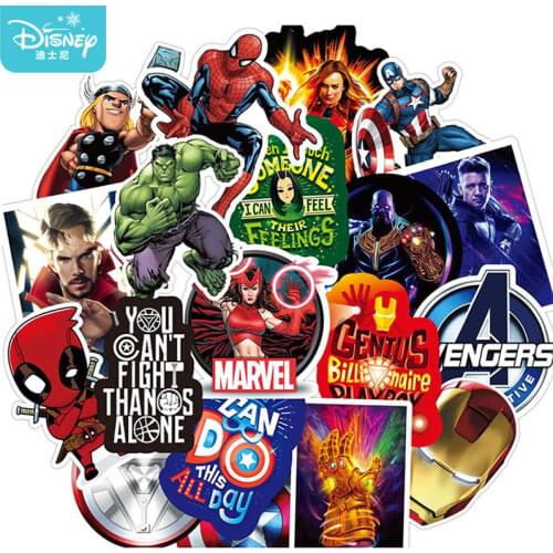 10/50Pcs Disney Avengers Marvel Hero Stickers Waterproof Iron Man Spiderman Sticker Laptop Guitar Travel Luggage Kids Girl Toys