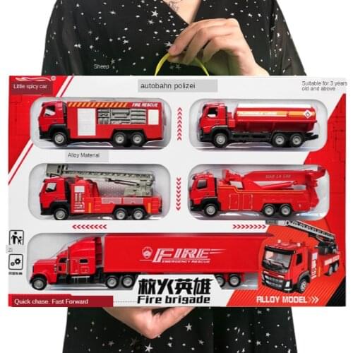 Childrens Puzzle Alloy Engineering Car Toy Car Container Truck Fire Model Toy Alloy Construction Engineering Car