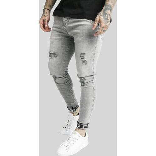 SikSilk Distressed Tech Cuff Denim Mens Jeans