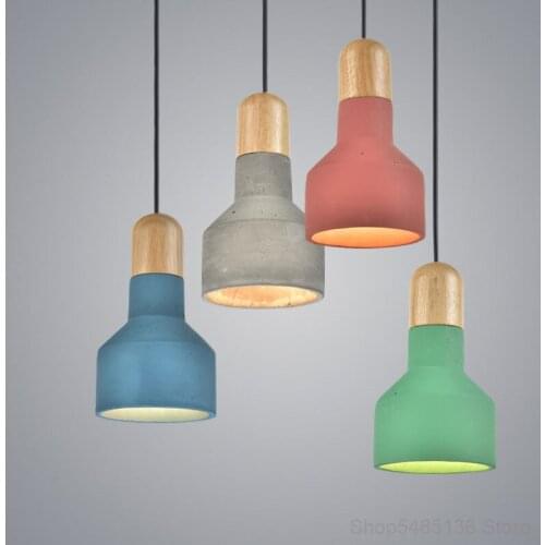European Style Solid Wood Cement Pendant Lamp Home Decor Living Room Bedroom Bedside Lamp Kitchen Lights Hanging Light Fixture