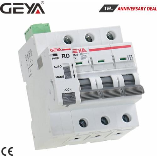 GEYA Din Rail GYM9 3P MCB with Autoreclose Device Automatic Reset Circuit Breaker Smart Home MCB Auto Recloser