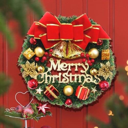 30CM Garland Bowknot Arrangement Christmas Wreath Spruce Christmas Front Door Home New Year Party Hanging Garland 2022