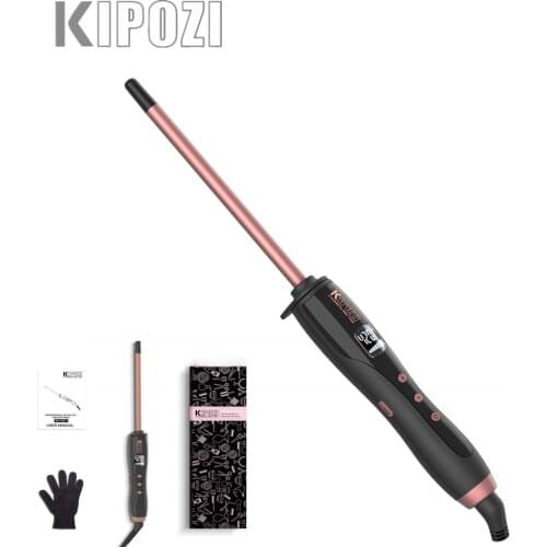 KIPOZI Thin Curling Wand 3/10 Inch Small Curling Wand For Short Long Hair Ceramic Barrel Professional Multifunction Hair Curler
