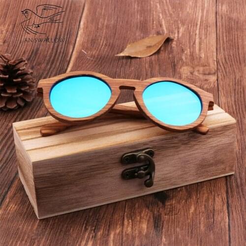 AN SWALLOWN Personality Creative Fire-baked Color Glass Box Bag for Men and Womens Sunglasses Wooden Glass Box