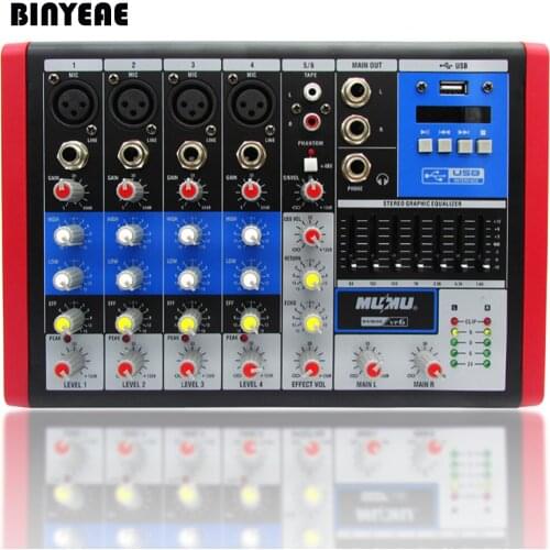 Mixer for Karaoke Sing, Playing Song with Stereo EQ, 6 Channel MVP6