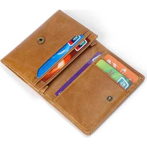 Genuine leather Man card holder wallet European style rfid wallet Vintage Short card case Cow Leahter Business Men Cardholder