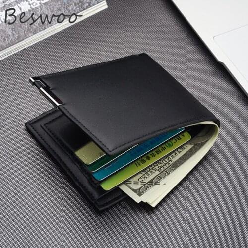 Mens Wallet Hot Selling New Short Male Wallet Iron Edge Youth Mens Horizontal Wallet Card Pack Purse Business Card Holders