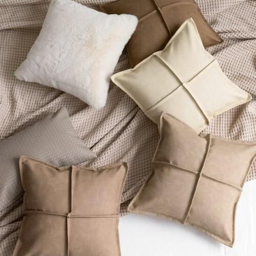 Solid Colour Chemical Pu Cushion Covers 45x45cm Soft Decorative Pillows Cushion Cover Home Decor Throw Pillow Cover Almofada Dec