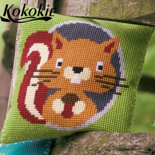 Handmade embroider Needlework kits cartoon cushion embroidery fabric pillowcase cross stitch kits For throw pillow 3d mat sets