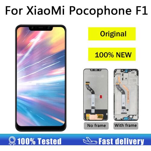 AUMOOK 6.18" AAA Original LCD for Xiaomi Pocophone F1 LCD Display with Frame Screen for Poco F1 LCD Touch Screen Display Parts
