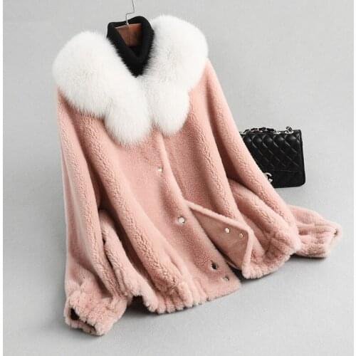 Real Coat Female Fox Fur Collar 100% Wool Coats 2020 Autumn Winter Jacket Women Korean Outwear Casaco Feminino MY