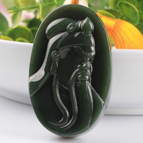 Natural hetian green jade pendant necklaces black jade necklace pendants brand men women jade jewelry jadeite