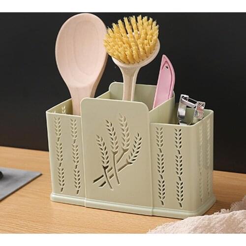 2/3 Grids Kitchen Desktop Hollow Chopsticks Cage Spoon Storage Drain Holder Rack