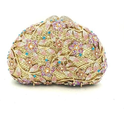 Luxury purses elegant bridal wedding party purses women diamonds clutches rhinestone bag flower rose crystal clutch