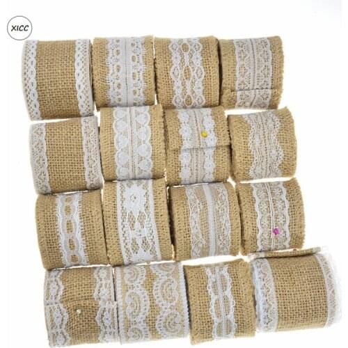 XICC Brown Linen Rope Roll 5cmX2m Handmade Silk Linen DIY Nylon Lace For Christmas Wedding Tables Chairs Bowknot Home Decoration