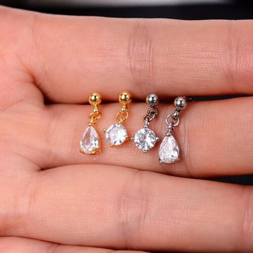 1Ps Gold/Silver Color Heart Shape Zircon Dangle Earrings Women Elegant Fashion Crystal Earring Studs For Girlfriend Jewelry Gift