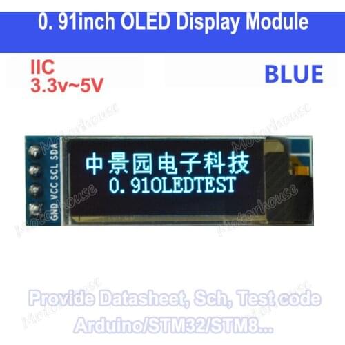 Blue IIC I2C 0.91"128x32 OLED LCD Display Module 3.3v 5v AVR PIC Arduino uno r3