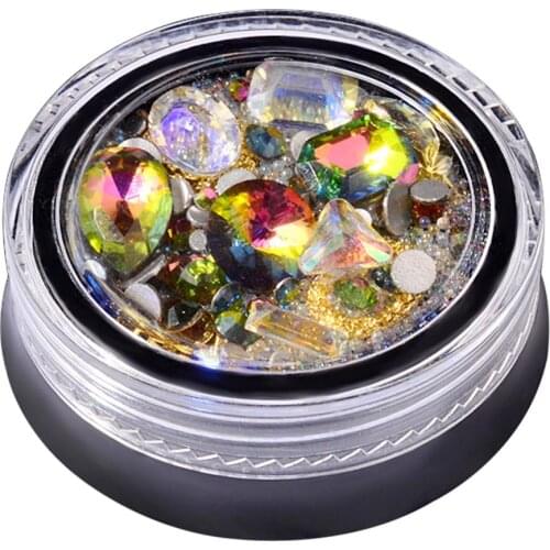 Mixed 3D Rhinestones Beads Nail Art Tips Decorations Studs DIY Manicure Tool