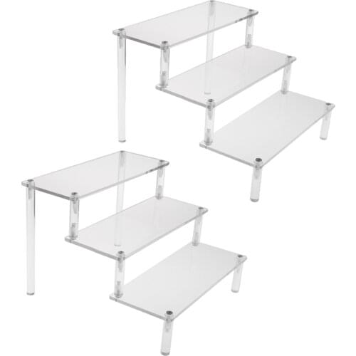 2PCS Cosmetics Storage Rack Figure Display Shelf Step Shelf Organizer 3-Tier
