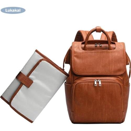 PU leather Baby Diaper Bag BackPack Large Capacity High grade Mummy Maternity Nappy Bags Stroller Storage Bag Nursing Bag
