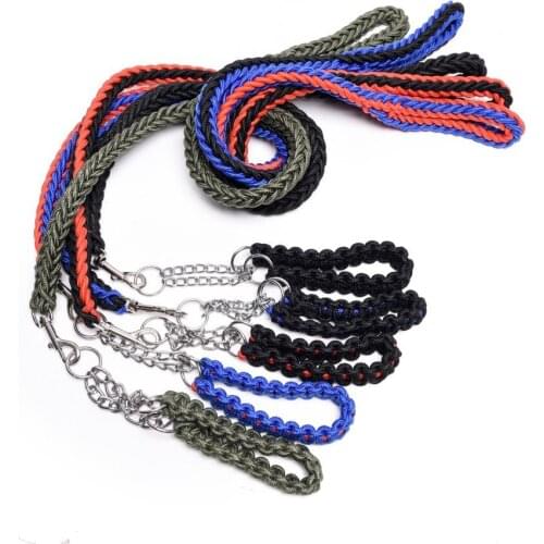 Pet supplies Big and small dog manual weaving collar automatic contraction and durable dog chain traction leashes