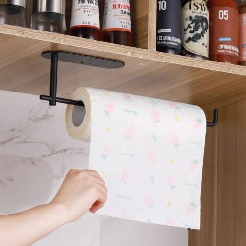 Kitchen Paper Towel Rack Stainless Steel Kitchen and Bathroom Multifunctional Paper Towel Rack Perforated Paper Towel Rack