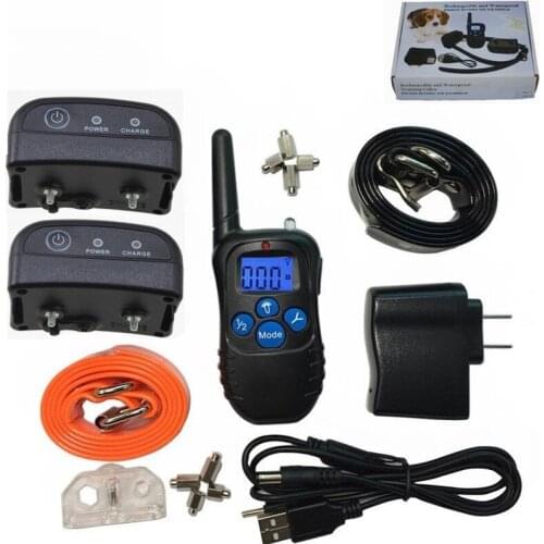20set/lot * 300M Remote Rechargeable Waterproof LCD 100LV Level Shock Vibra Dog Pet Training Collar For 1 or 2 Dog PET 998DB -1