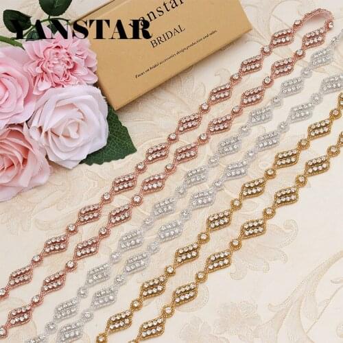 YANSTAR (10Yards) Wholesale Handmade Wedding Dress Belts Crystal Rhinestones Appliques Accessory Sewing On Bridal Sash YS881