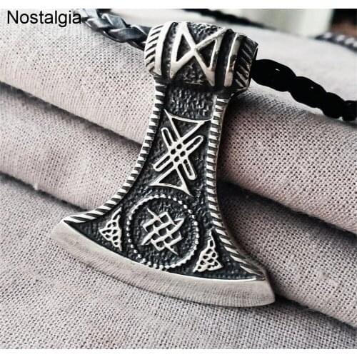 Slavic Axe Pendant Amulet Kolovrat Symbol Pagan Vegvisir Jewelry Amulets and Talismans Pendants Necklace