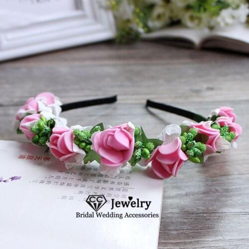 CC Women Hairbands Wedding Hair Accessory Engagement Hairwear Bridesmaids Headdress Colorful Floral 100% Handmade Garland 58016