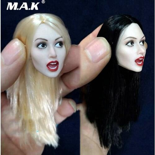 1:6 Scale Female Head Carved Open Mouth expression Girl Head Carving With Blonde Hair for 12" PH Woman Action Figure Body Toy