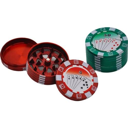 1pc 49mm 3-layer Tobacco Grinder Herb Cutter Tobacco Grinder Poker Chip Style Spice Weed Cutter Gadget Cigarette Accessories