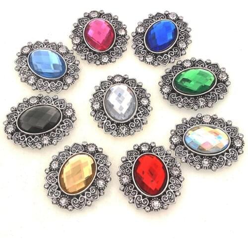 10Pcs 25x30MM Gorgeous Rhinestone Metal Acrylic Button Needlework Sewing DIY Handmade Clothing Embellishment Accessories