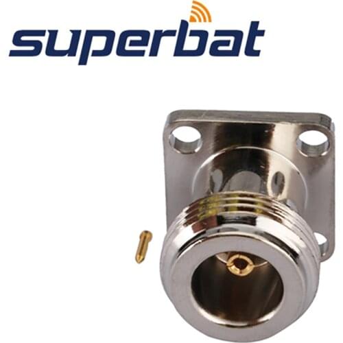 Superbat 10pcs N Solder Jack Female 4 hole Flange Mount for Semi Rigid.086