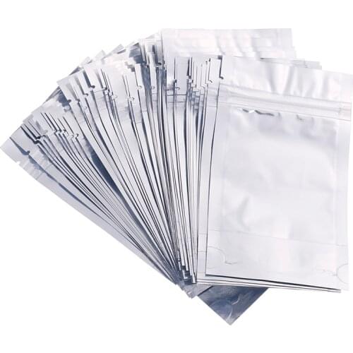 20pcs Silvery Metallic Plastic Packaging Pouch for Food Tea Candy Cookie Baking Stand up Clear Aluminium Foil Zip Lock Bag