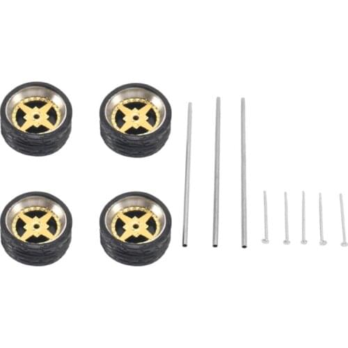 4Pcs 1/64 Scale Alloy Wheels Tire Alloy Model Car General Modified Tire for 1:64 Vehicles General Model Tire