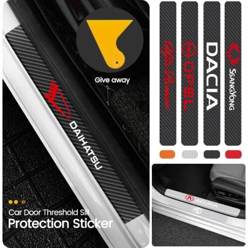 4Pcs Car-Styling Carbon Fiber Vinyl Door Sills Stickers For Nissan Nismo X-trail Almera Qashqai Tiida Teana Juke Micra Note Leaf