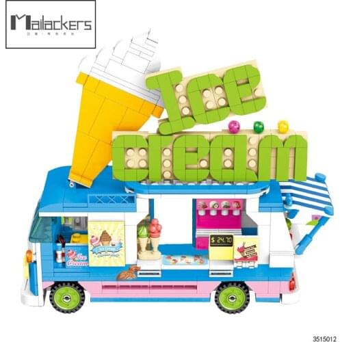 Mailackers 453pcs City Ice Cream Car Model Blocks Sets Friends Camping Kids Car Building Bricks Enlightenment Toys for Children