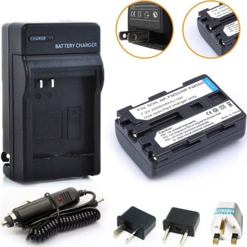 1* 2000mAh NP-FM50 FM50 FM55H Battery Pack + Charger + Plug Adapter For Sony NP-FM51 NP-FM30 NP-FM55H A100 Free shipping
