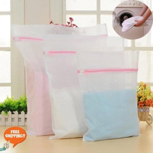 White Zipper Mesh Wash Bags Household Washing Machine Bag For Laundry Underwear Bra Socks Dirty Clothes Organizer Laundry Basket