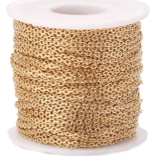 2Meters 2.5mm Gold Stainless Steel Flat Cable Link Chains Spool Jewelry Cross Chain Bulk for Necklace Bracelet DIY Making