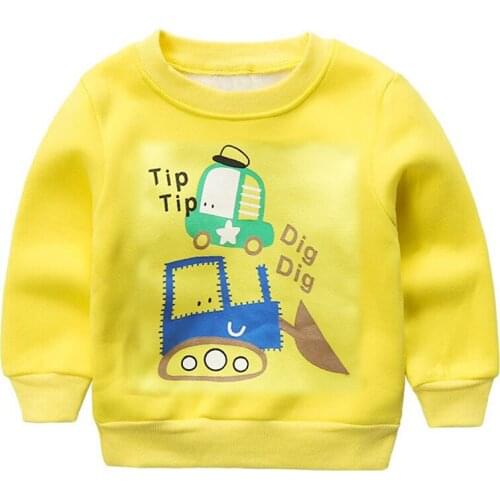 Toddler Kids Cartoon T-shirt Baby Girls Boys Cute Tractors Print Sweatshirt Long Sleeve Winter Warm Tops Clothes 0-18 Month A20