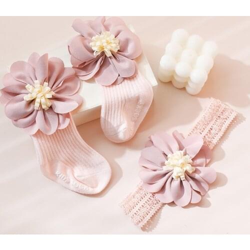 Popodion Baby Hair Tie Socks Gift Box Set Princess Wind Infant One Hundred Days Full Moon Gift CHD20468