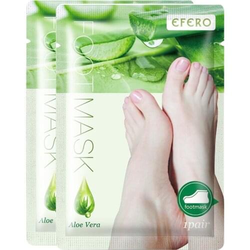 H7JC 2 Bags Aloe Vera Foot Mask Peeling for Legs Feet Masks Scrub Exfoliating Socks Pedicure Anti Crack Heel
