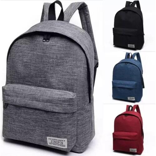 Fashion Unisex Canvas Shoulder School Bag Double Zipper Large Capacity Computer Tablet Travel Backpack Mobile Phone Coin Purse