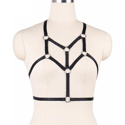 JLX.HARNESS Punk Rock Cage Bralette Sexy Lingerie Body Harness Woman Secret Underwear Fetish Wear Bondage Harness Garters O0142