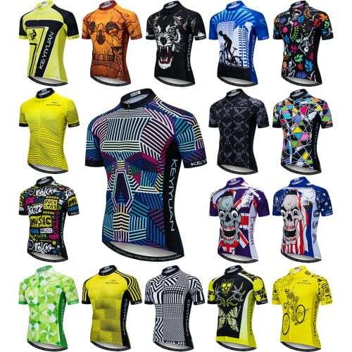 KEYIYUAN Men Cycling Jersey Short Sleeve Tops Cyclist Clothes Bicycle Bike Wear MTB Shirt Maillots Ciclismo Hombre Maillot Velo