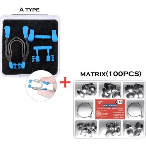 Suit 100pcs Dental Matrices Matrix Ring Delta and Sectional Contoured Metal Spring Clip Teeth Matrix Ring