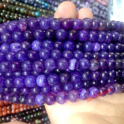 Fctory Price Natural Stone Purple Dragon Vein Agat Round Loose Beads 16" strand 4 6 8 10 12MM Pick Size For Jewelry Making